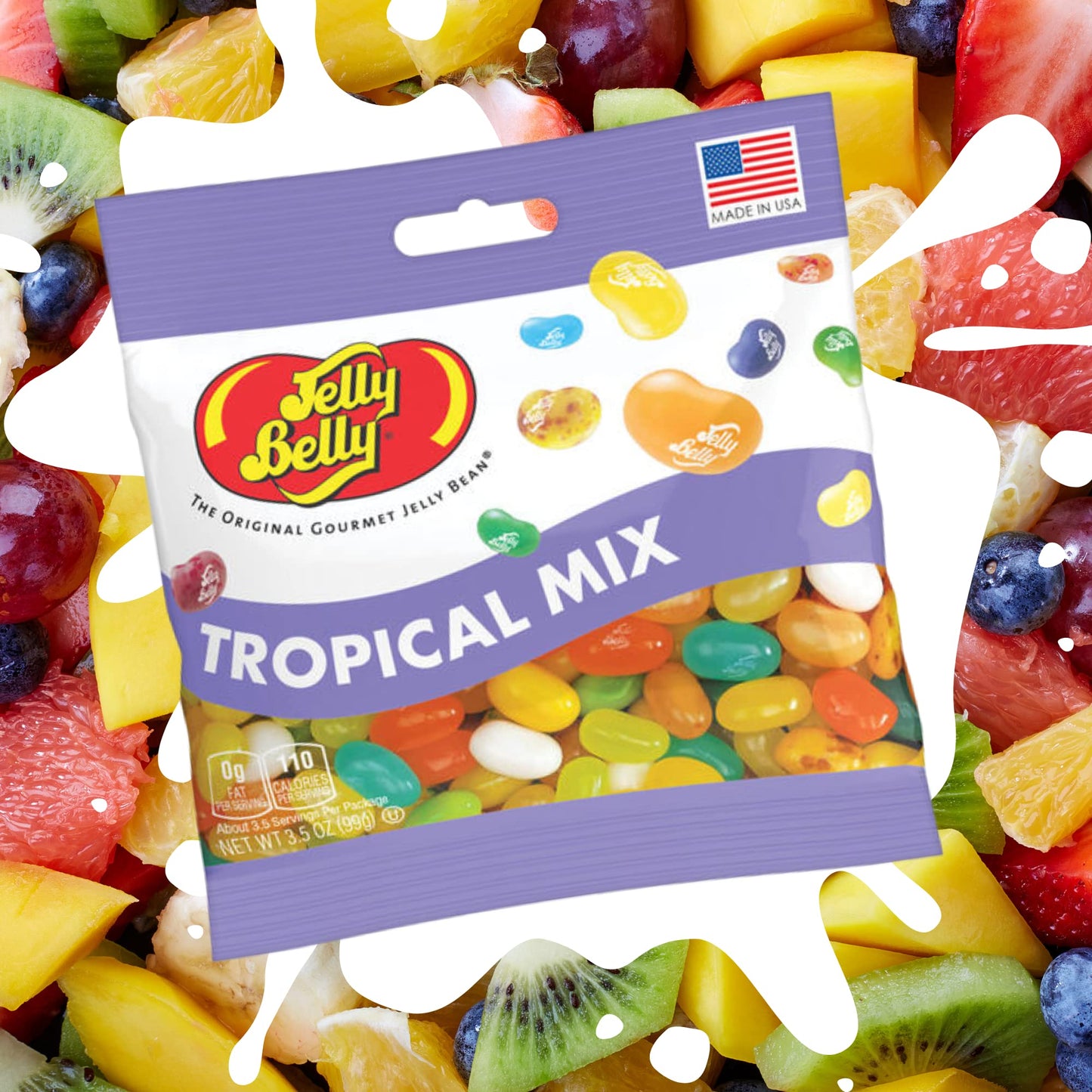 Needzo Jelly Bean Tropical Mix Bulk Shareable Candy, Fruit Flavored Gourmet Chewy Candies For Gift Baskets, Pack Of 3, 3.5 Ounce