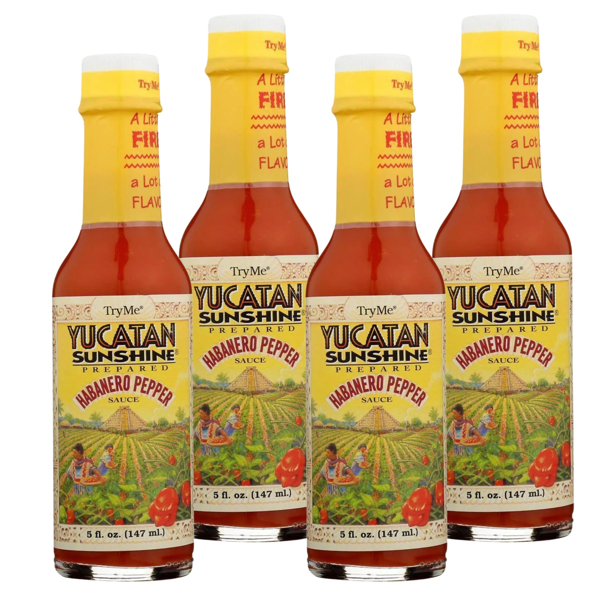 Try Me Yucatan Sunshine Habanero Pepper Sauce, 5Oz Bottle (Pack Of 4)