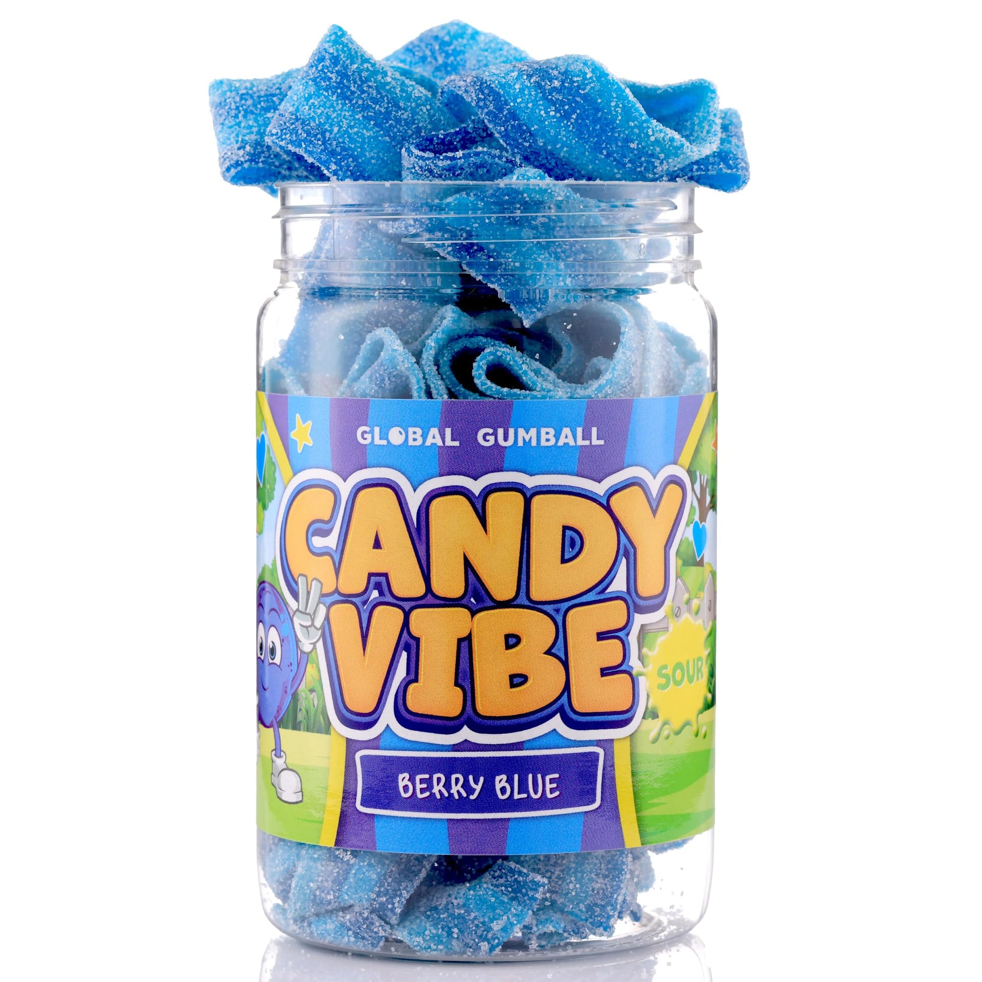 Sour Belts Candy - Blueberry Candy Sour Layers - 0.55 Lb Jar Of Sour Layers Candy - Sour Rope Candy Ribbons - Peanut Free - Great As Movie Theater Candy For Kids