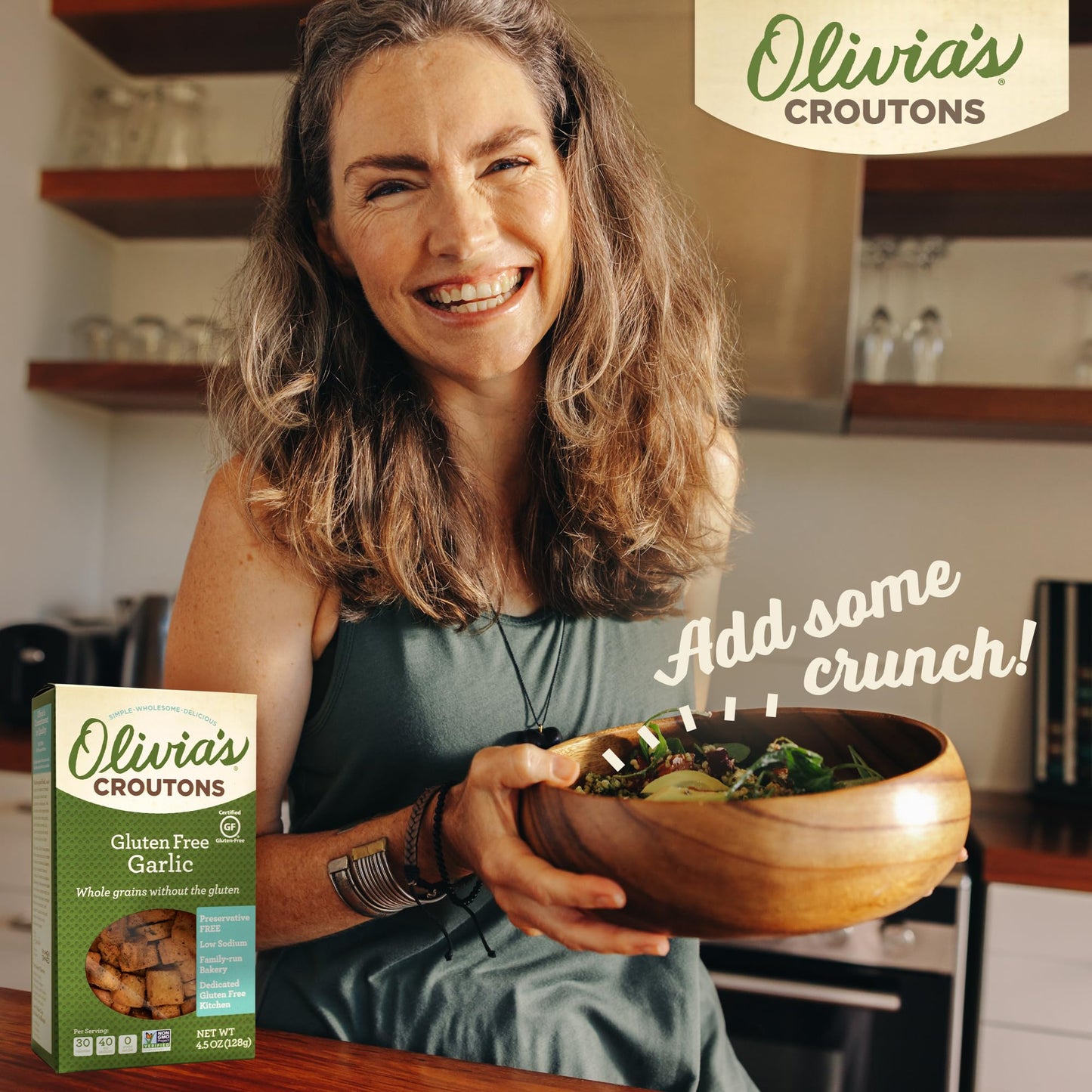 Olivias Gluten Free Croutons For Salad - Crunchy Garlic Soup Crouton - Made From Seasoned Ancient Grain Gluten-Free Artisan Brea