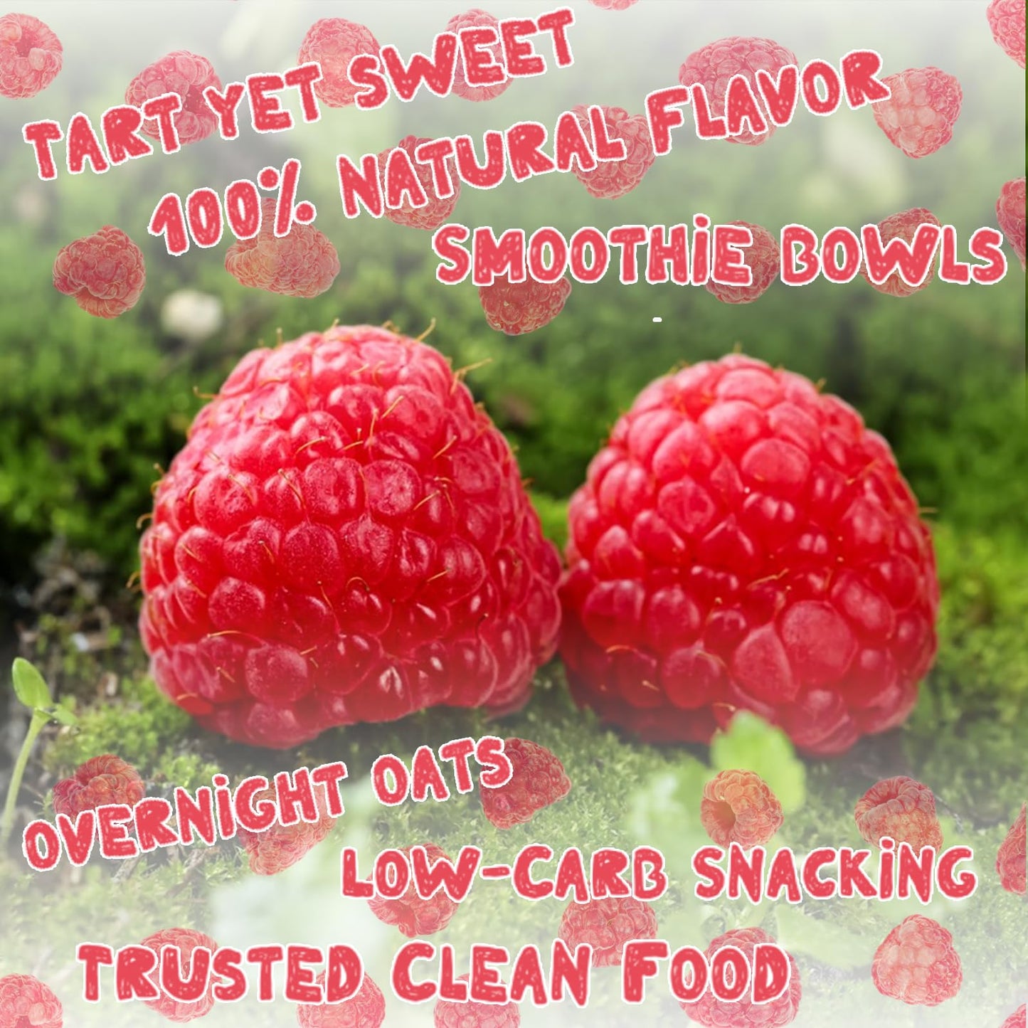 Freeze Dried Raspberry Pieces, 3.53 oz Crunchy Raspberries Crumbles, No Sugar Added Gluten-Free Raspberries Baking Chips, Dried