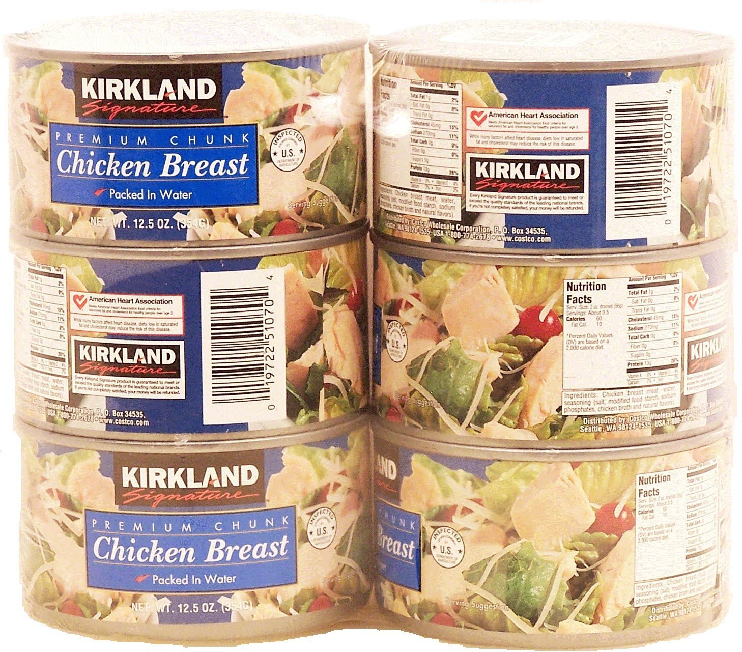 Kirkland Signature Premium Chunk Chicken Breast Packed In Water, 12.5 Ounce, 6 Count