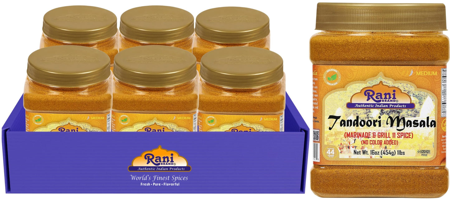 Rani Tandoori Masala 11-Spice Blend, Salt Free, Vegan, Gluten Friendly, 16oz (Pack of 6) - Non-GMO, Kosher, Indian Origin