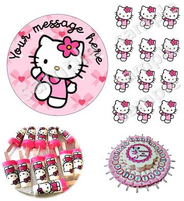 Hello Tranferencias Kitty impresiones para Gelatinas, edible image for jelly art topper printed on wafer edible paper or bond pa