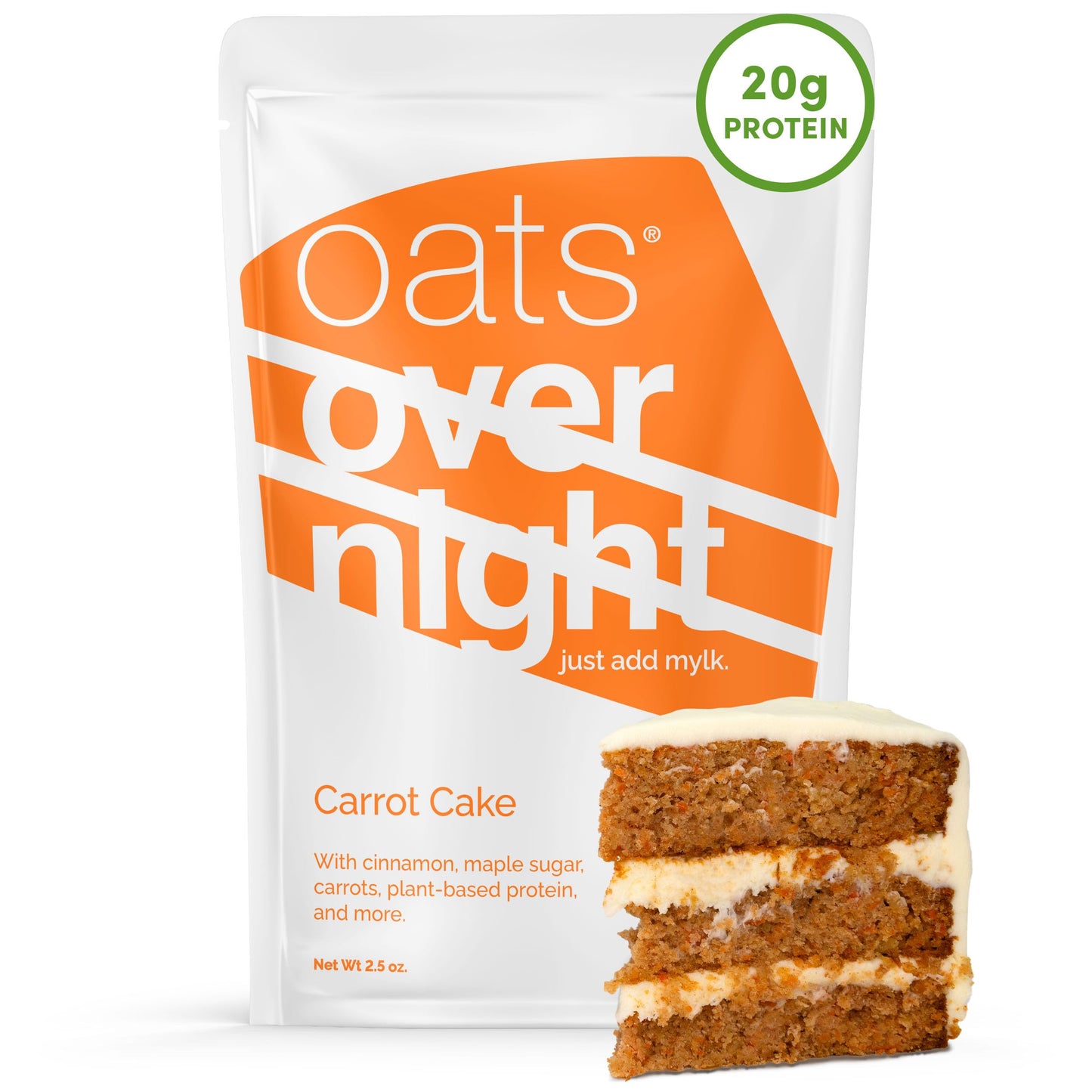 Oats Overnight Carrot Cake - Overnight Oats With 20G Whey Protein  High Fiber Breakfast Protein Shake - Gluten Free Oatmeal  Non Gmo High Protein Oatmeal (2.5 Oz Per Meal) (24 Pack)