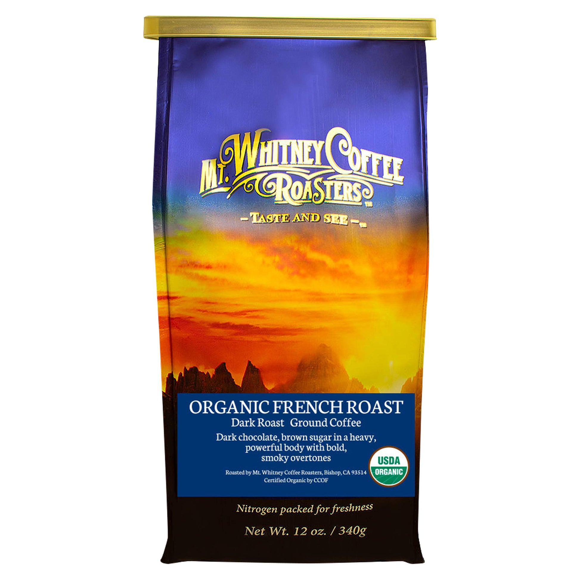 Mt. Whitney Organic French Roast, Dark Roast, Low Acid Coffee (Ground, 12 Oz)
