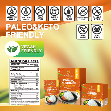 DIET COOKER Shirataki Noodles - Keto & Vegan, 9.52 oz (10 Packs), Zero Net Carbs, Low Calorie Pasta, Odor Free, Healthy Diet Food