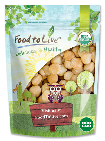 Food to Live Organic Dry Roasted Whole Macadamia Nuts with Himalayan Salt, 2 Pounds - Delicious and Nutritious Snack Made from P