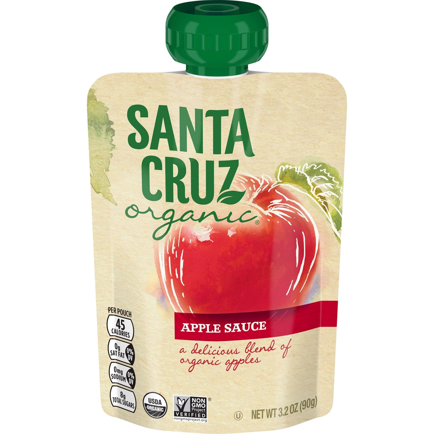Santa Cruz Organic Apple Sauce Pouch, 4-3.2 Ounce Pouches (Pack of 6)