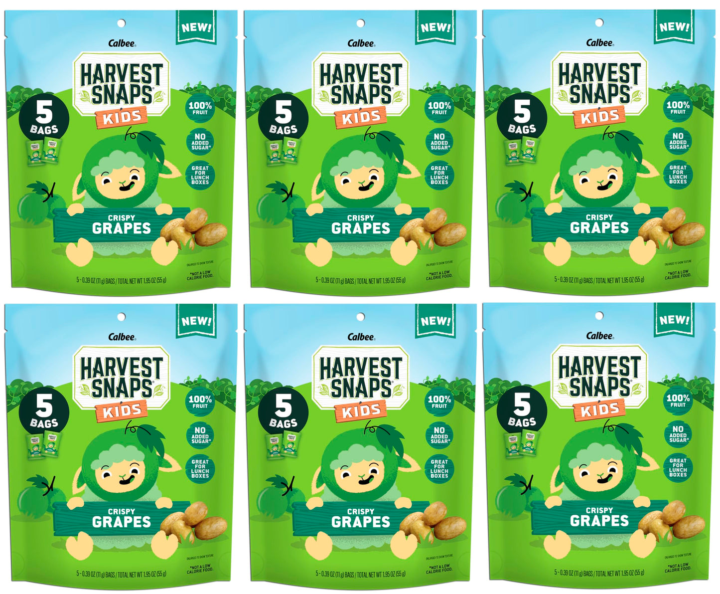 Harvest Snaps Kids Crispy Fruit Snack Bags (6 Pouches of 5 Snack Bags) (Crispy Grapes)