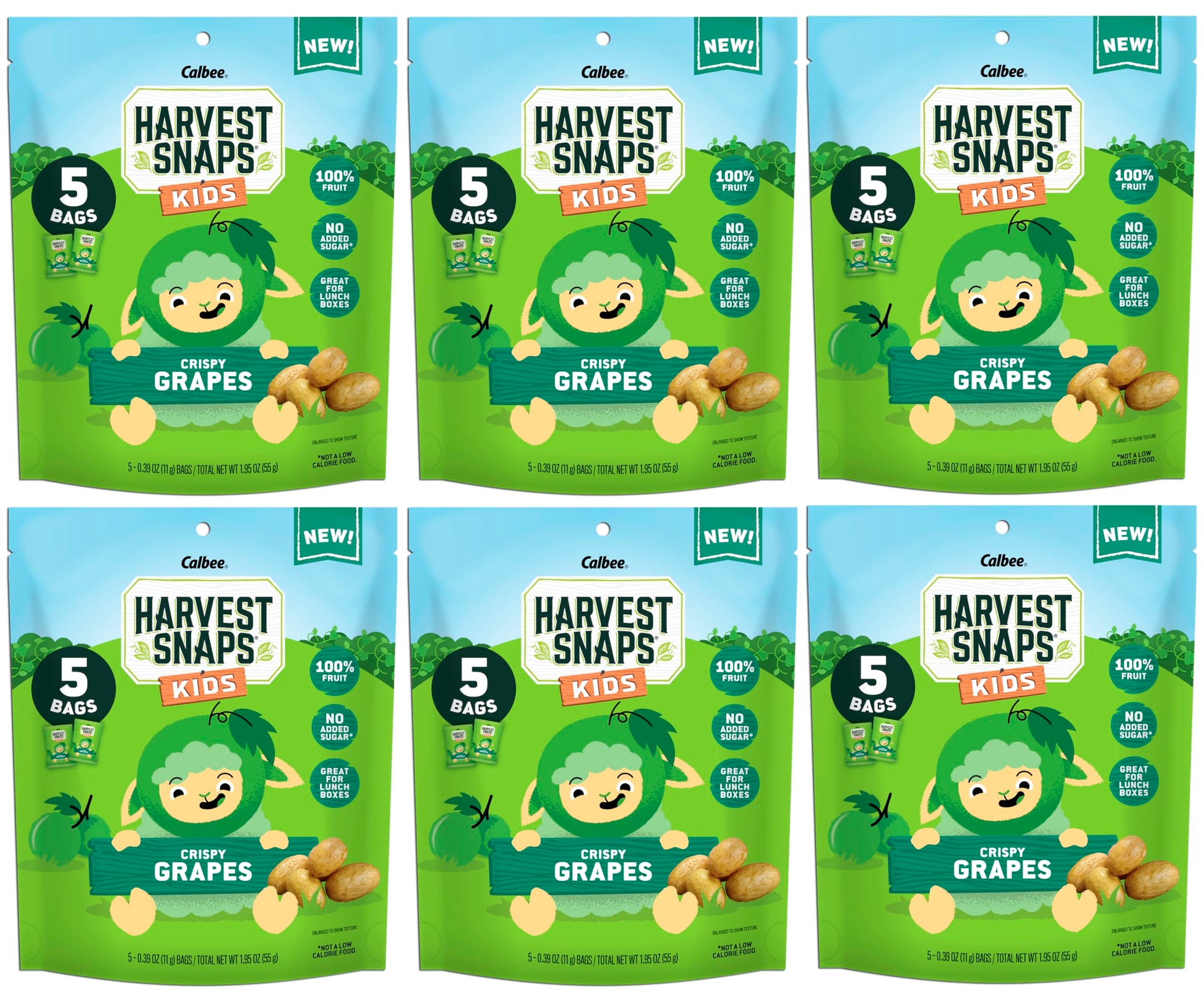 Harvest Snaps Kids Crispy Fruit Snack Bags (6 Pouches of 5 Snack Bags) (Crispy Grapes)