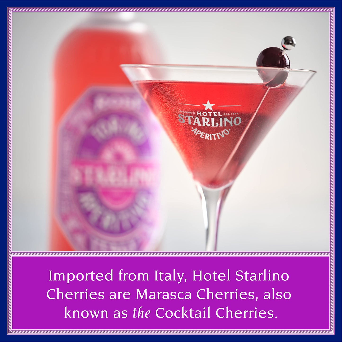 Hotel Starlino Maraschino Cherries - Italian Cocktail & Dessert Cherries - 1kg Can, All-Natural, Great for Bar Cart or Gifts