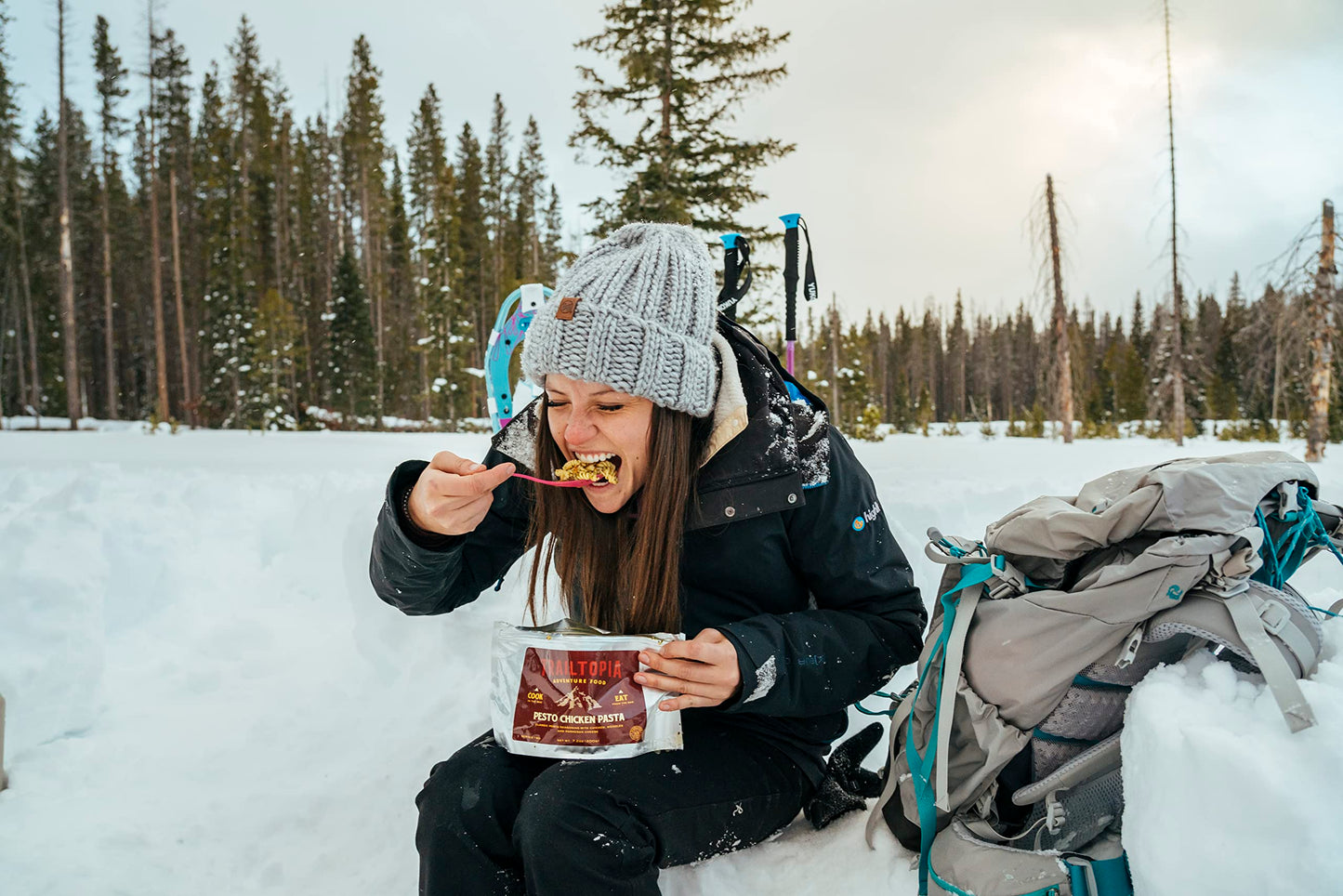 Trailtopia Hearty Pesto Chicken Pasta- Freeze Dried Hiking Dinner | Delicious Taste | Quick & Easy Prep | Lightweight | Perfect For Camping & Backpacking | High Energy Meals For Outdoor Adventures