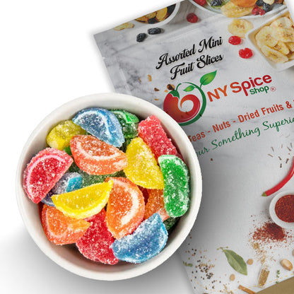 NY Spice Shop Mini Assorted Fruit Slices Candy - 3 Pound Assorted Flavors Jelly Fruit Candy - Gummy Candy Bulk - Fruit Gummies -