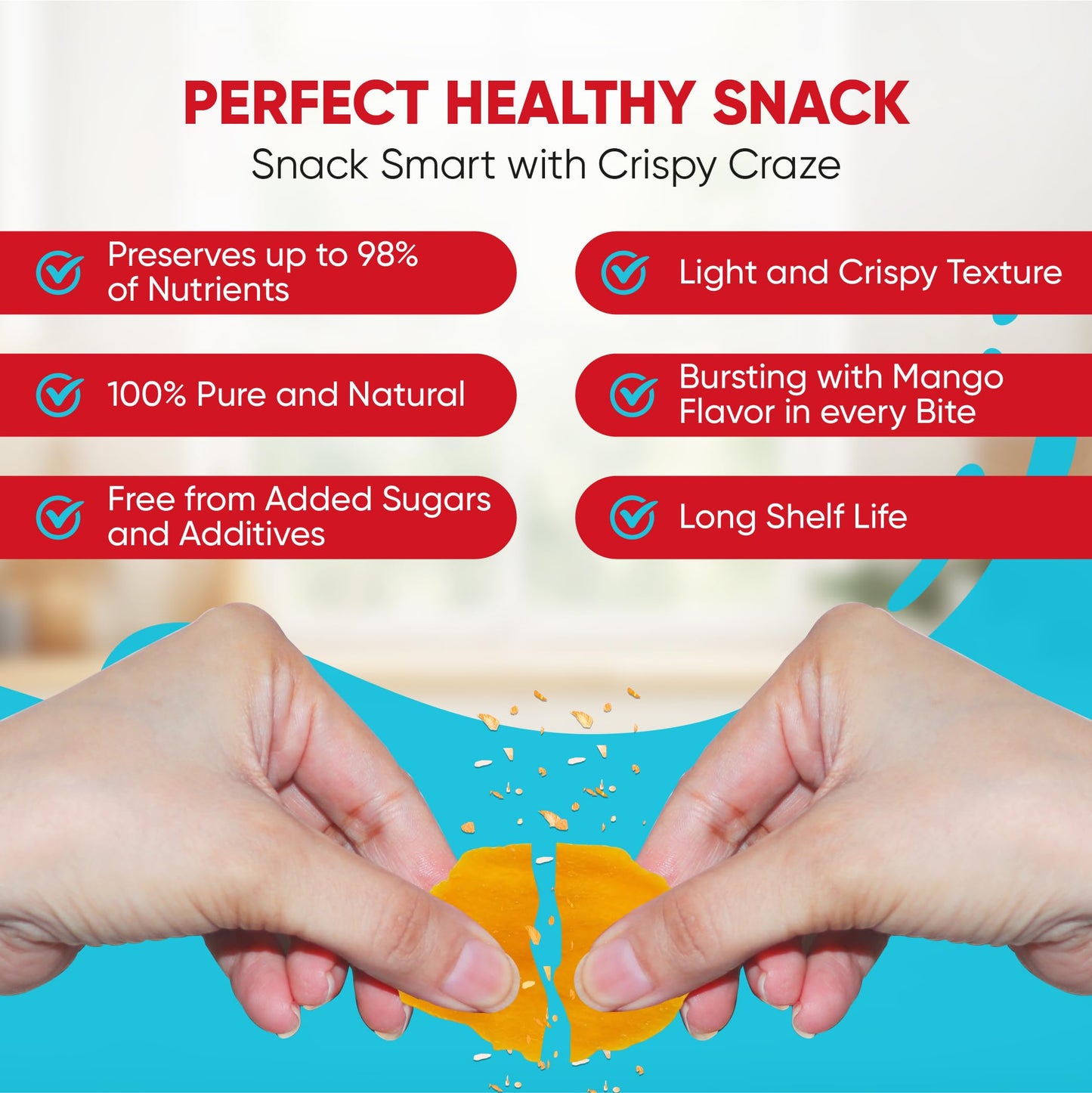 Crispy Craze Freeze Dried Mango (12 Snack Sized Bags, 0.52 Oz Each), Sliced Mango Fruit Crisps, Non Gmo, Healthy Snack, No Added