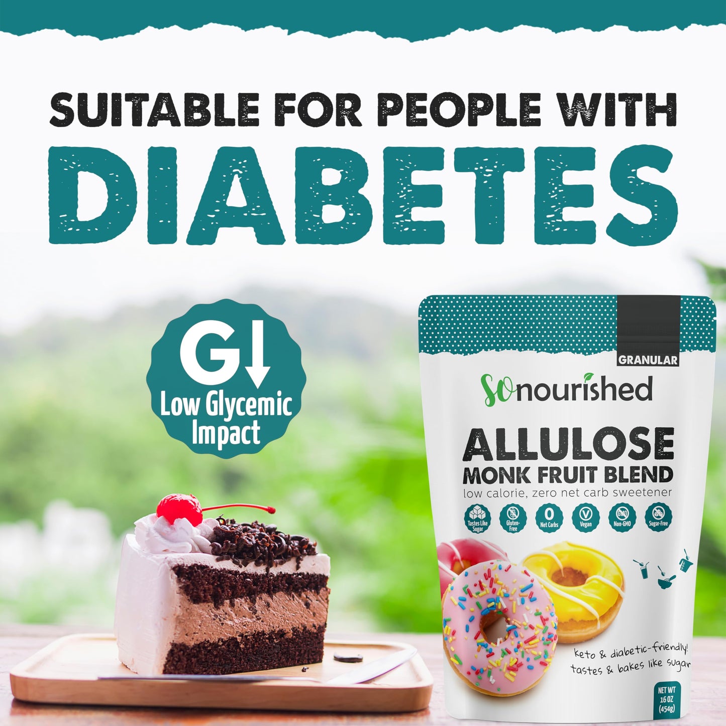 Monk Fruit Sweetener With Allulose Granular- 1:1 Sugar Substitute, Keto - 0 Calorie, 0 Net Carb, Non-Gmo (5 Lb / 80 Oz)