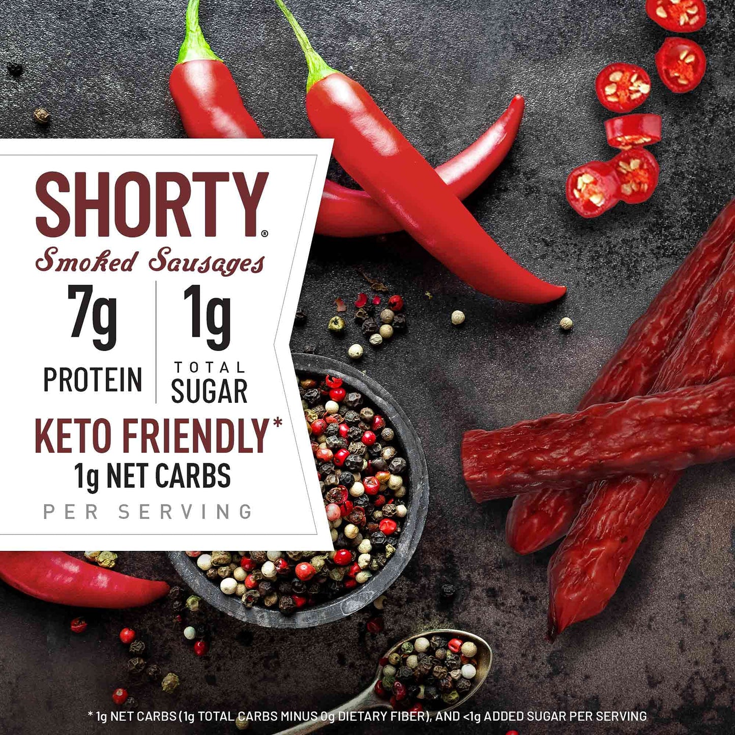 DUKES Hot & Spicy Smoked Shorty Sausages, Keto Friendly, 5 oz, Pack of 8