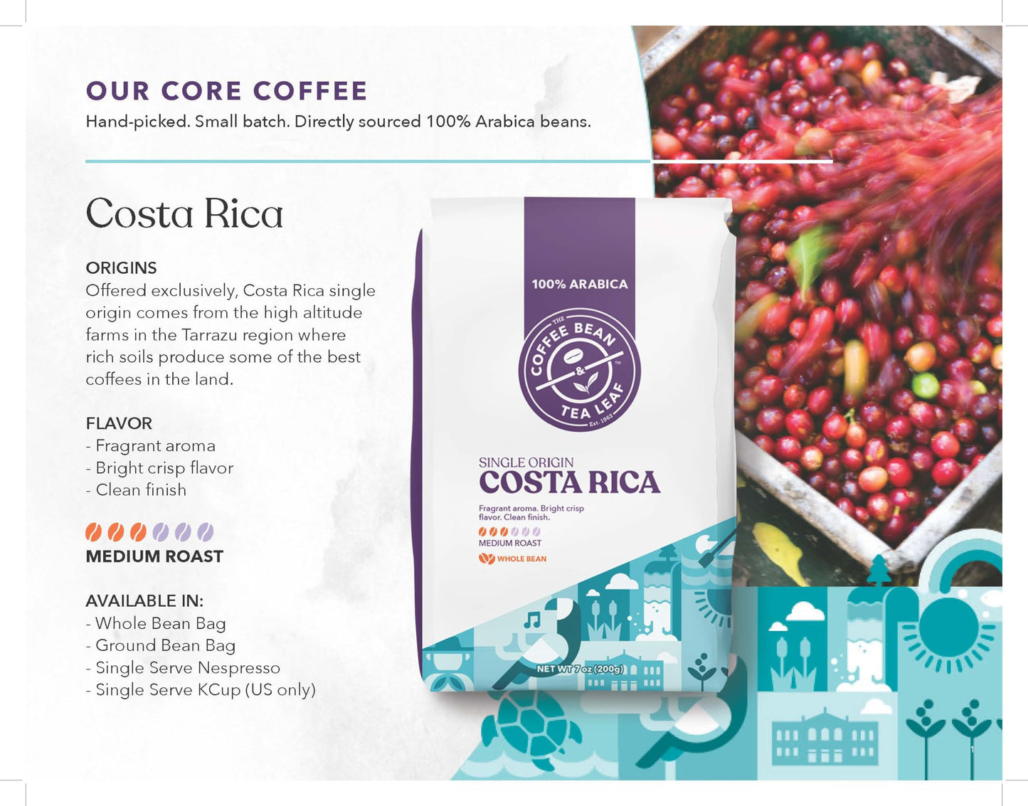 The Coffee Bean & Tea Leaf Costa Rica Single Origin Coffee K-Cups (Medium Roast, 10Ct)