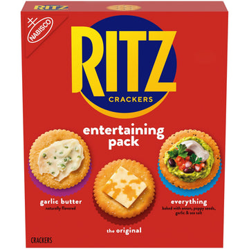 RITZ Crackers Entertaining Variety Pack with Original, Everything, and Garlic Butter Crackers, Snacks for Kids and Adults, Party
