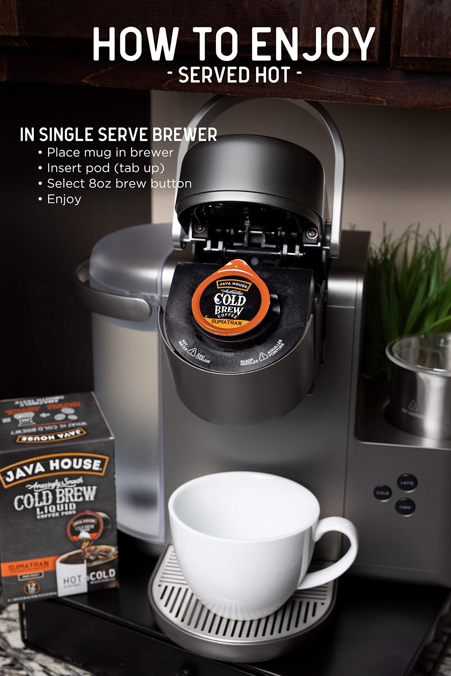 Java House Cold Brew Coffee, Dark Roast Coffee Concentrate Liquid Pods - 1.35 Fluid Ounces (6 Count Liquid Pods Per Box) Enjoy H