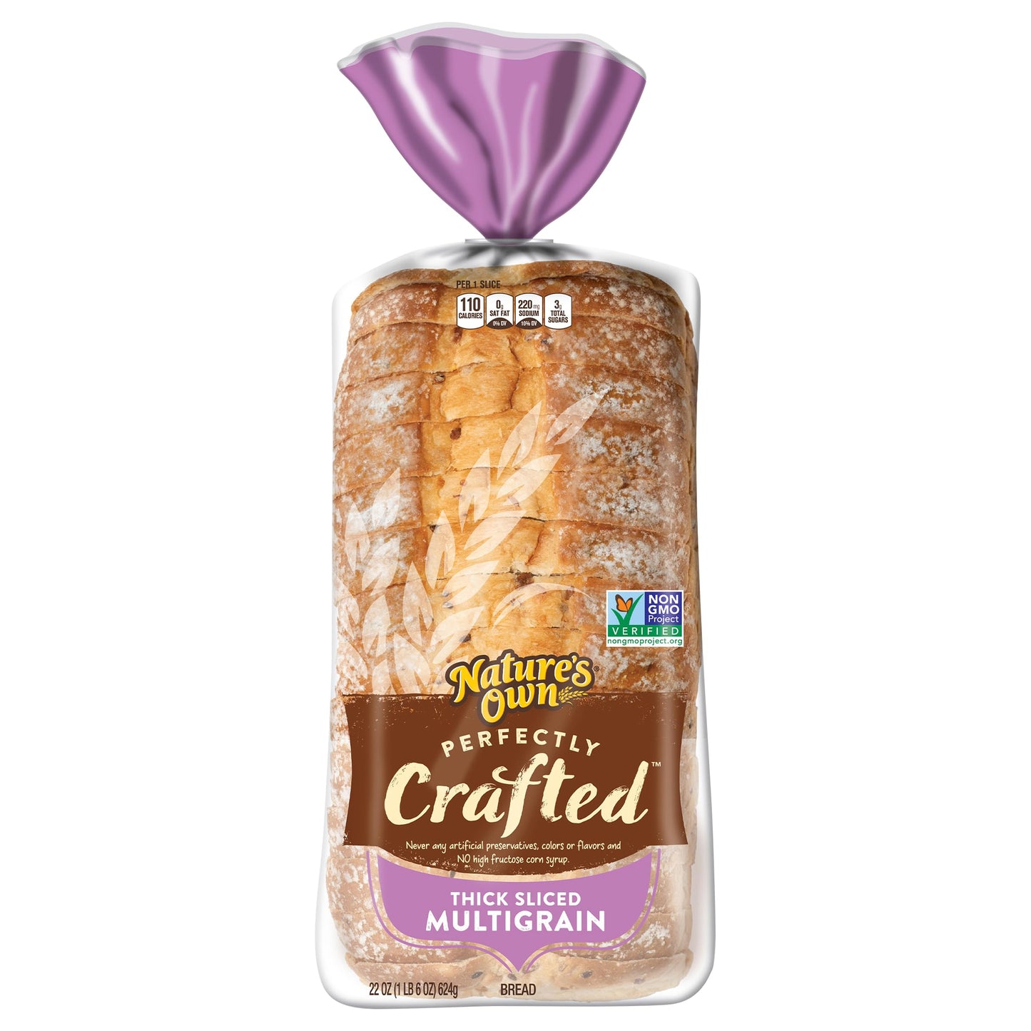 Natures Own Perfectly Crafted Multigrain Bread, Thick Sliced Non-GMO Sandwich Bread, 22 oz Loaf
