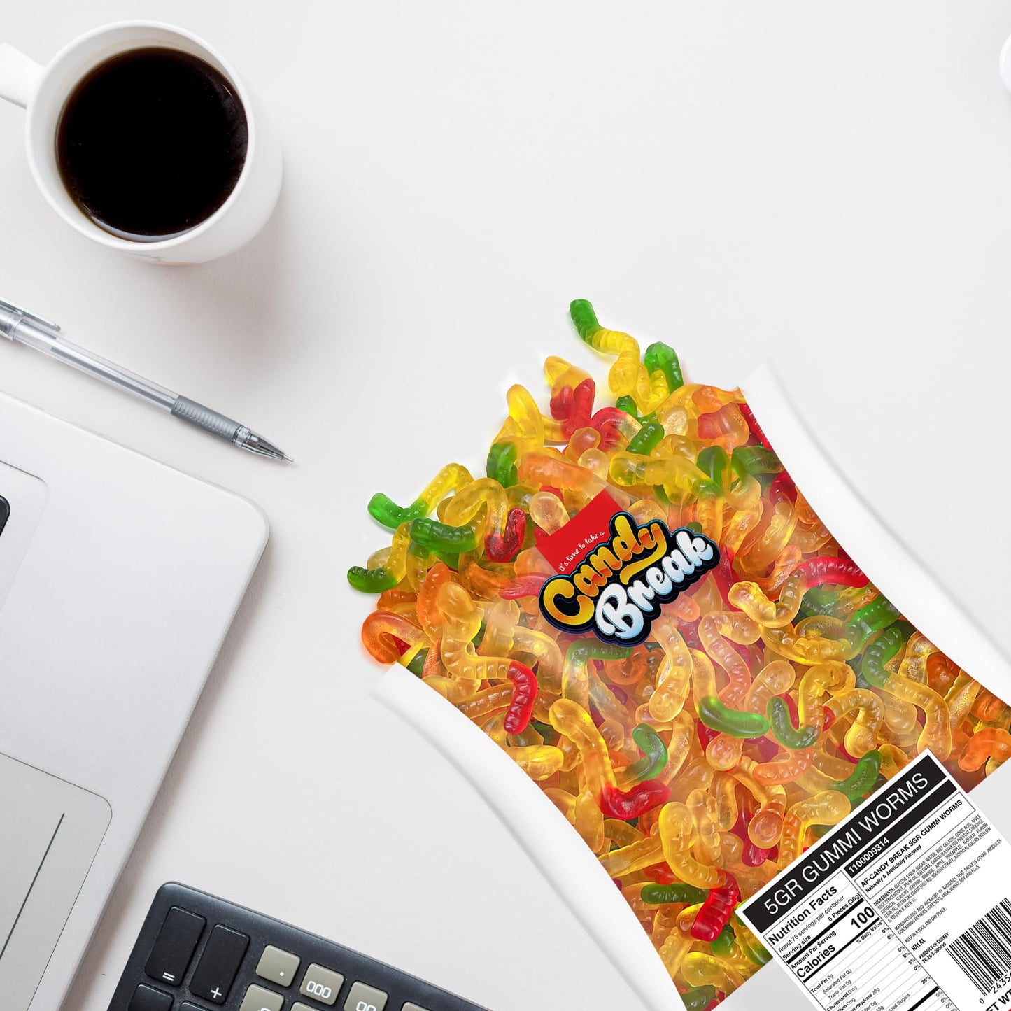 Candy Break Fruity & Sweet Gummy Worms 5 Lbs Share Size Bag - Chewy Gummy Bulk Candy Pack - Snacks For Kids & Grown Ups