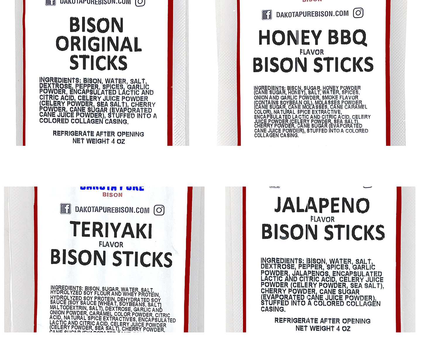 Dakota Pure Bison Meat Stick Bison Jerky Sticks, 100% Bison, Usa Bison Raised, High Protein Meat Sticks, Low Carb Snacks, Keto F