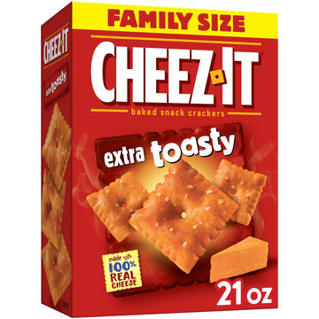 Cheez-It Cheese Crackers, Baked Snack Crackers, Lunch Snacks, Family Size, Extra Toasty, 21Oz Box (1 Box)