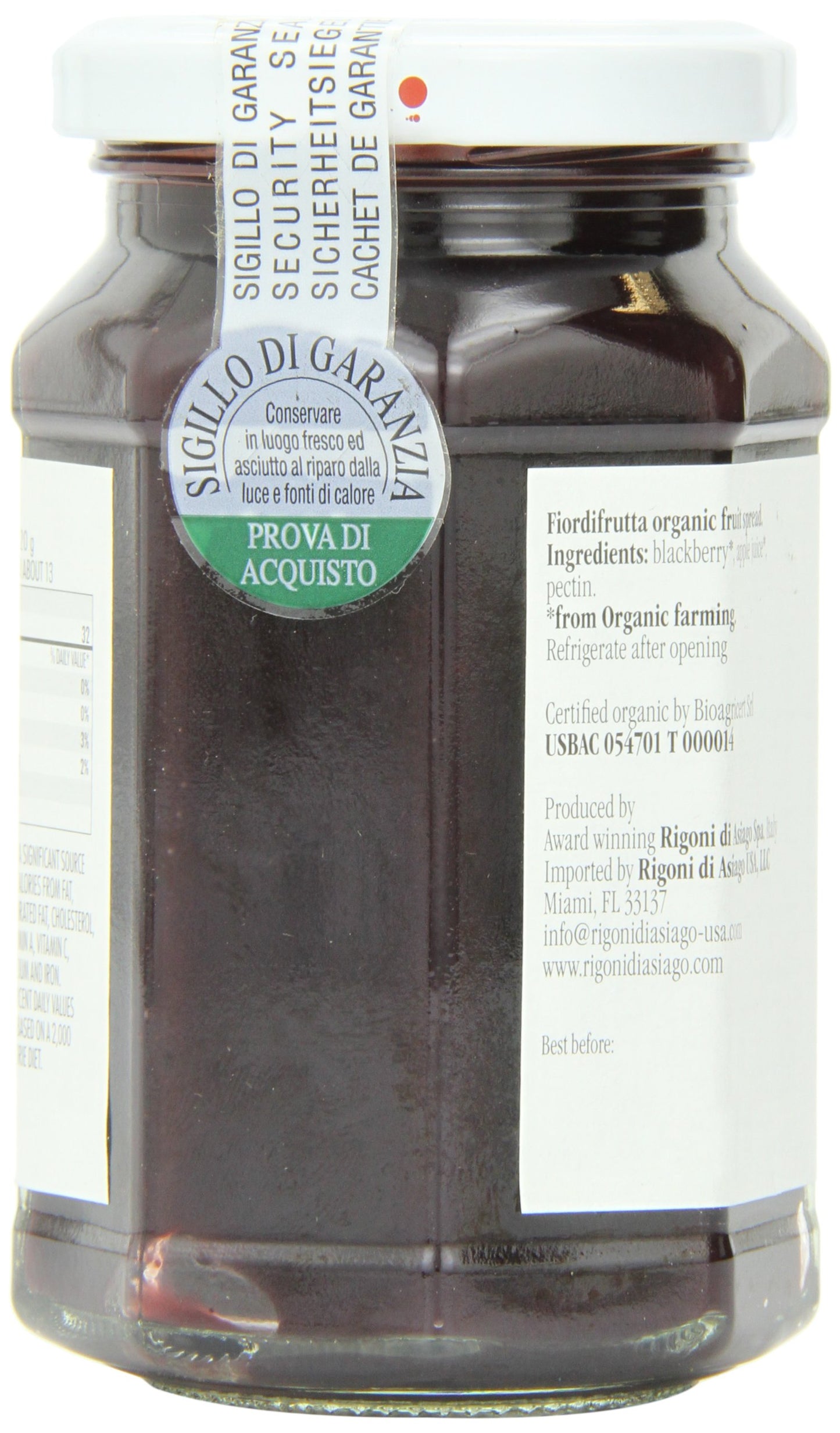 Rigoni di Asiago Organic Fruit Spread, Blackberry, 8.82 Ounce, Pack of 1