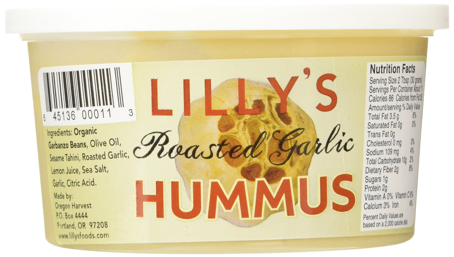 Lilly'S, All Natural Hummus Roasted Garlic, 12 Oz