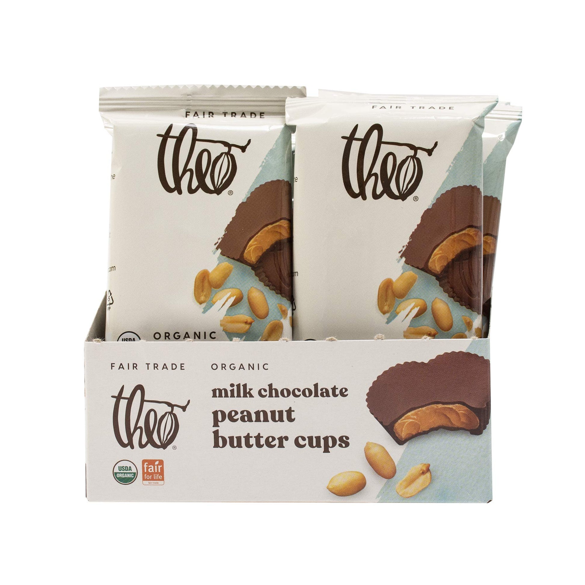 Theo Chocolate Organic Milk Chocolate Peanut Butter Cups,12 Pack