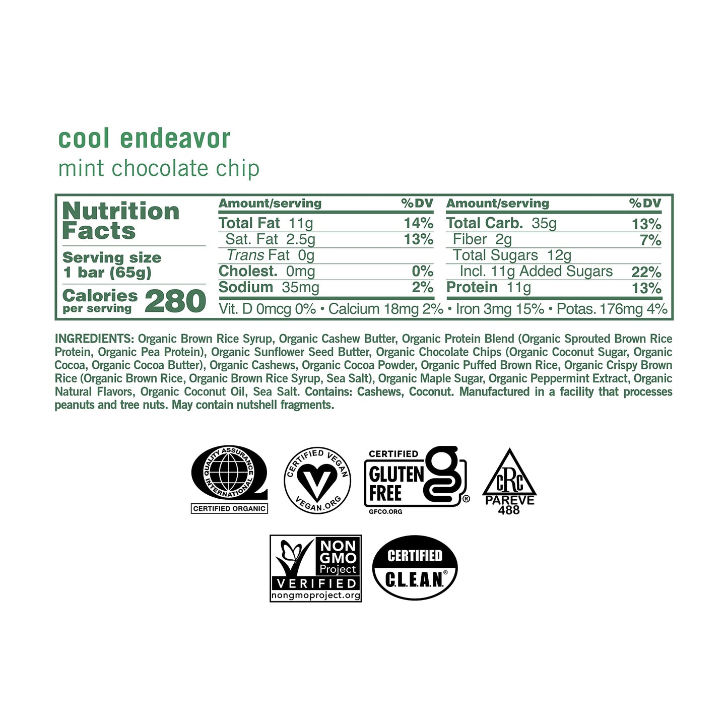 Gomacro Macrobar Organic Vegan Protein Bars - Mint Chocolate Chip, 2.3 Ounce Bars, (Pack Of 12)