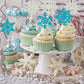 Gyufise 36 Pack Snowflake Cupcake Toppers Blue Silver Glitter Winter Frozen Theme Cupcake Picks Baby Shower Kids Birthday Party