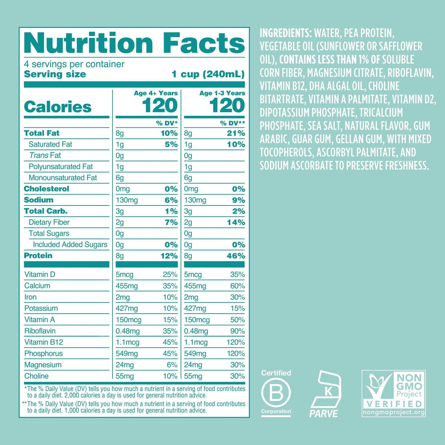 Ripple 32 oz Plant Based Milk 8g of Quality Sourced Pea Protein  Calcium Rich | Shelf Stable | Vegan & Non GMO Certified | Dairy  Soy  Nut  Gluten  & Lactose Free (Pack of 6) (32 Fl Oz (Pack of 6)  Kids Unsweetened)