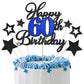 Happy 60th Birthday Cake Toppers, Black Blue Glitter Cake Decorations Set, 60th Birthday Decor, Birthday Anniversary Party Decor