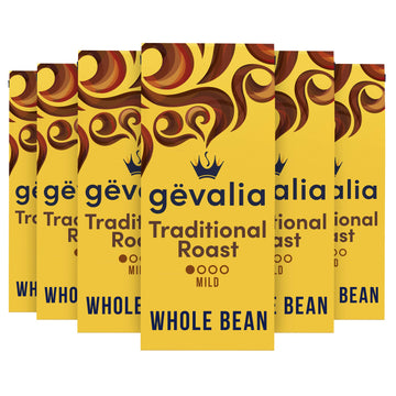 Gevalia Traditional Mild Roast Whole Bean Coffee (6 Ct Pack, 12 Oz Bags)