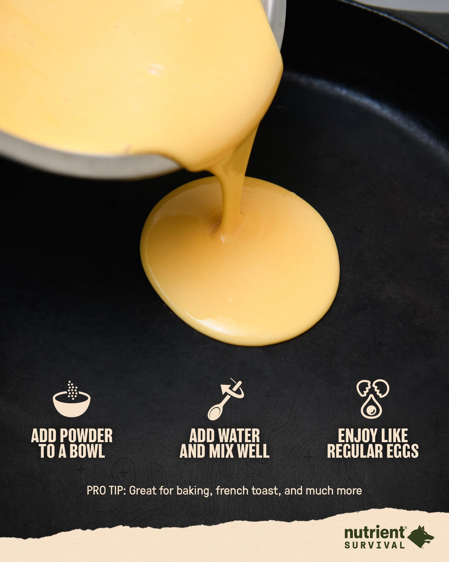 Nutrient Survival Freeze-Dried Powdered Eggs - 70 Egg Equivalent, 33 Essential Nutrients, Gluten-Free, Shelf Stable Up to 25 Years