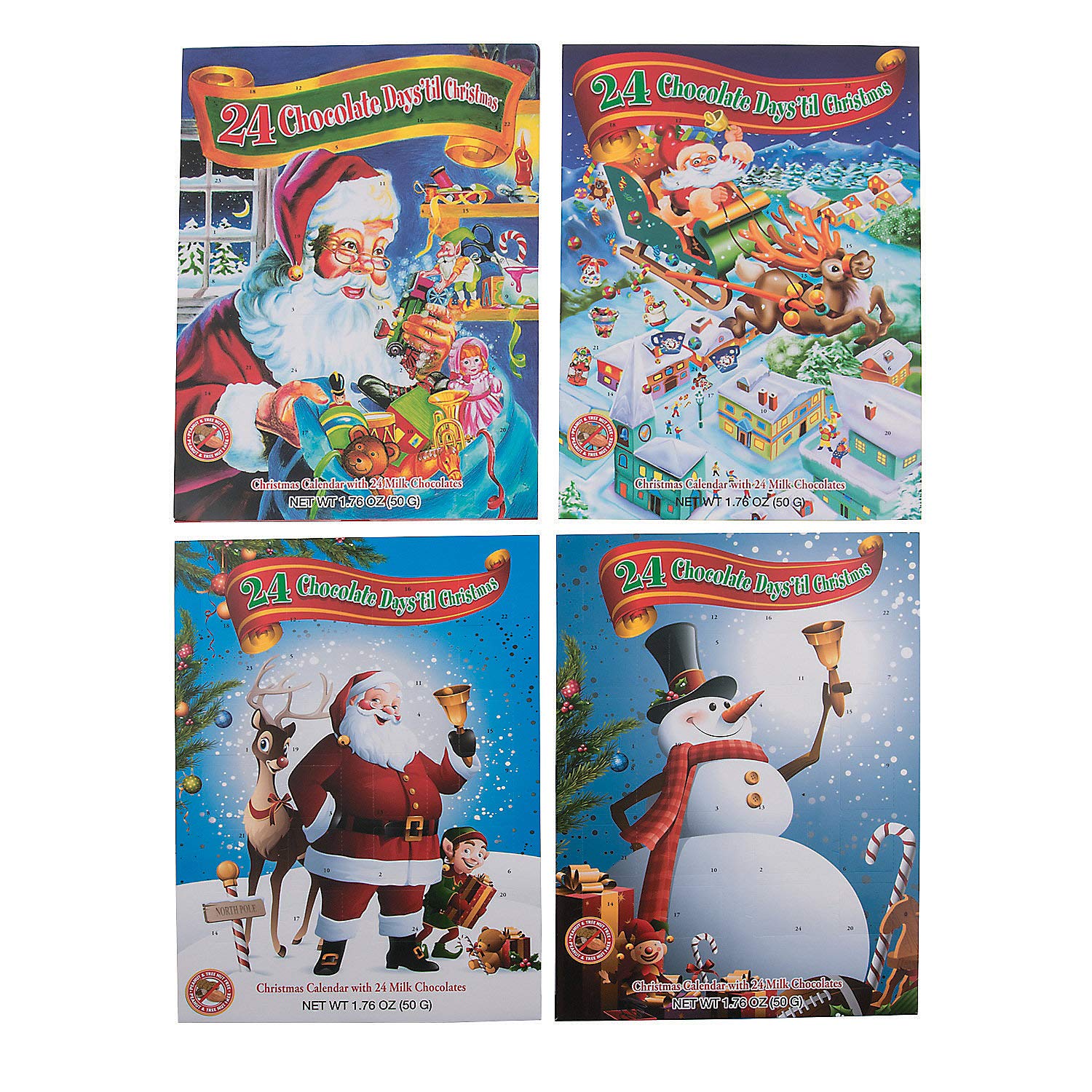 Chocolate Christmas Advent Calendar (4 Designs With 24 Pieces Of Candy Each)