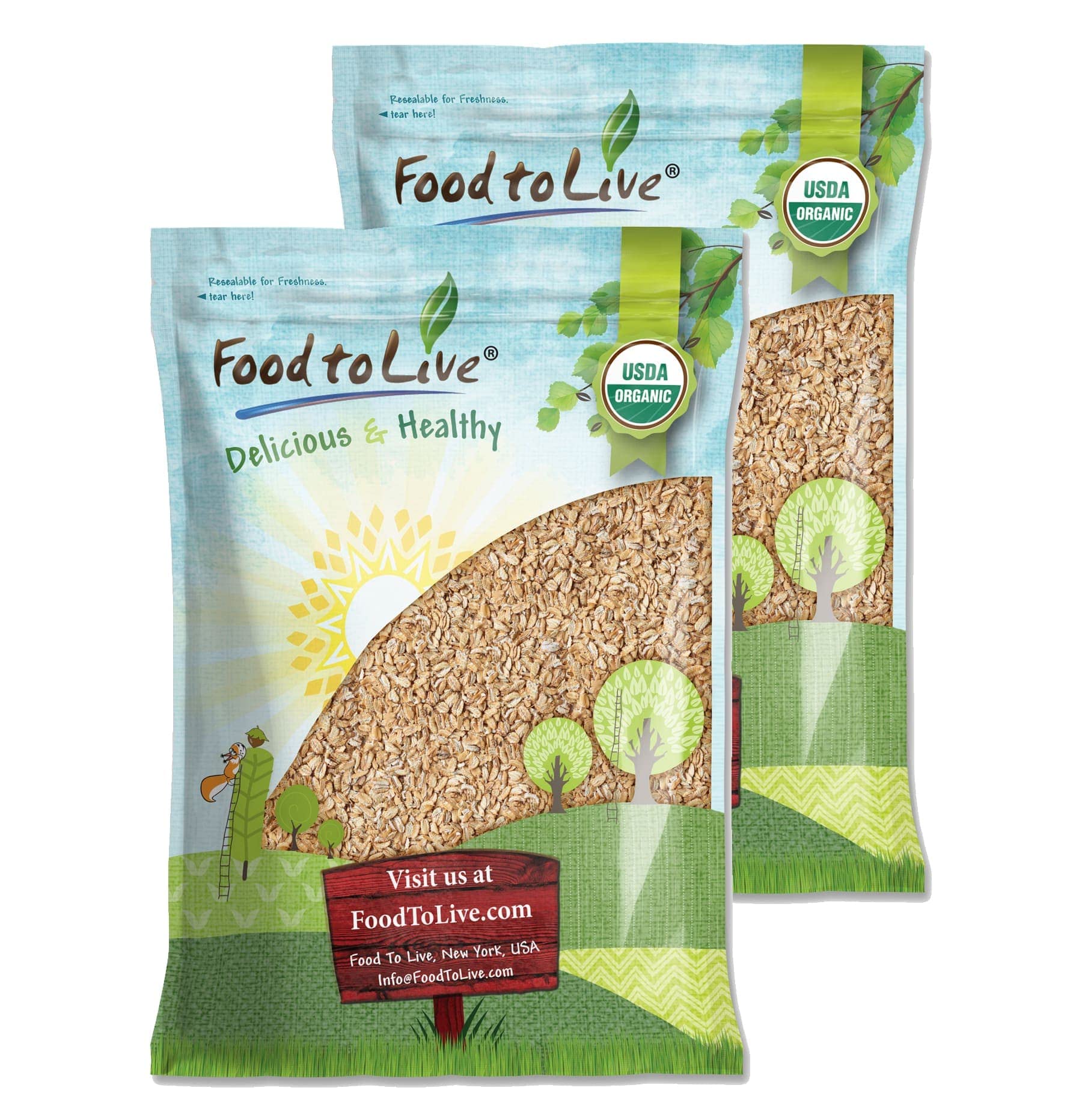 Food to Live Organic Rolled KAMUT Khorasan Wheat Flakes, 12 Pounds - Non-GMO, Whole Wheat Berries, Kosher, Bulk, Great for Cerea