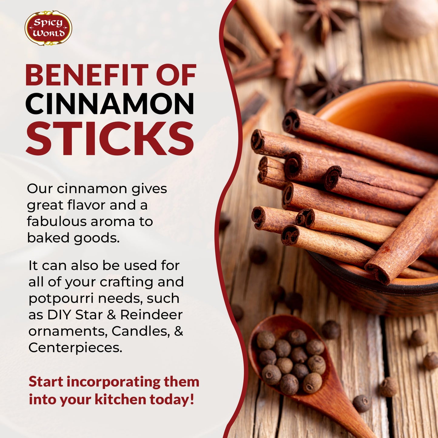 Spicy World Cinnamon Sticks 1.75 Pound Bulk Bag - 150 To 175 Sticks - Strong Aroma, Perfect For Baking, Cooking & Beverages - 3+ Inches Length - Cassia Saigon Cinnamon From Vietnam 28 Oz