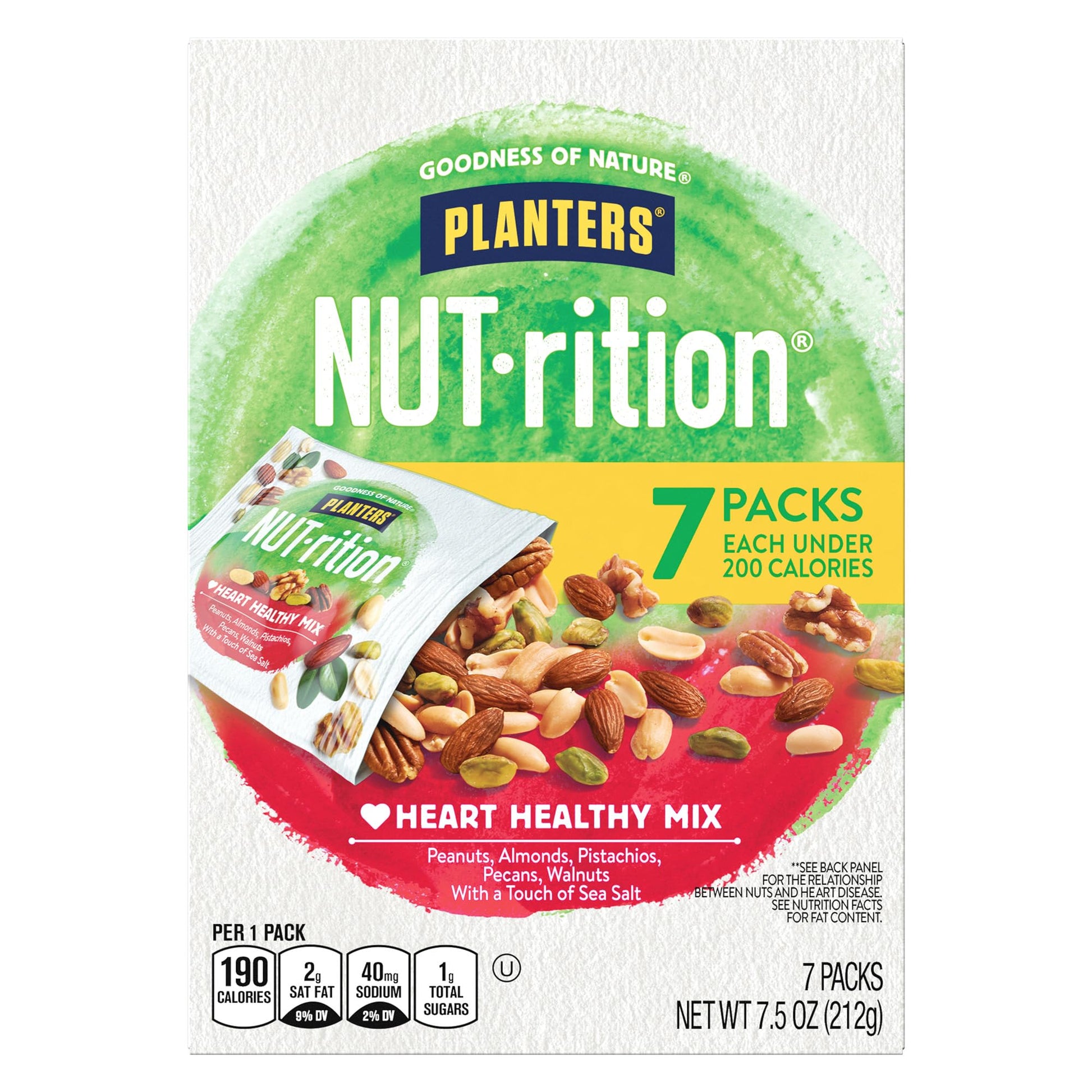 PLANTERS NUT-rition Heart Healthy Nut Mix, Snack Mix, 7.5 oz, 7 Count