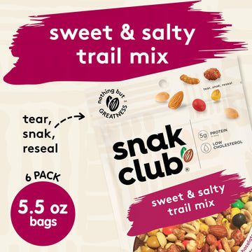 Snak Club Sweet And Salty Trail Mix With Peanuts, Butter Toffee Peanuts, Chocolatey Candies, Toasted Corn, Honey Sesame Sticks,