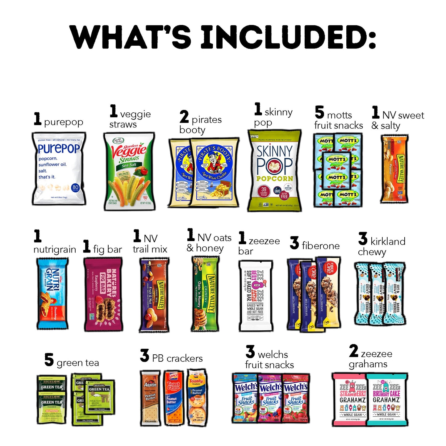 CollegeBox Snack Box - Healthy 35 Count Summer Variety Pack Care Package for Kids and mature-themeds