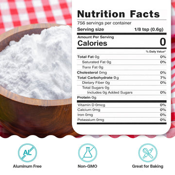 Quay Naturals Pure Baking Soda 1lb - Aluminum-Free, Food-Grade, Multi-Purpose - For Baking, Cleaning & Deodorizing - Vegan, Glut