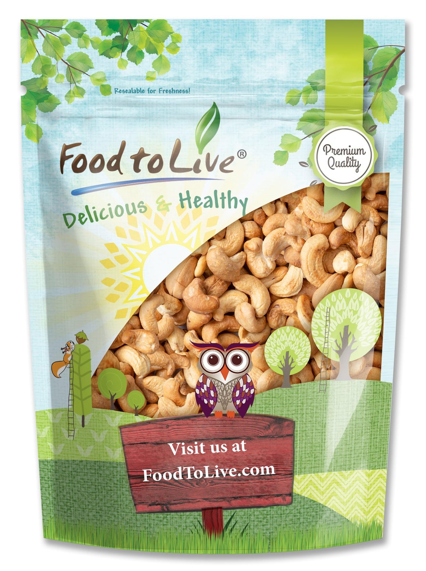 Food To Live Dry Roasted Whole Cashews With Himalayan Salt, 3 Pounds - Oven Roasted Lightly Salted Fancy Cashew Nuts, No Oil Added, Vegan, Kosher, Bulk. Crunchy Texture. Great Snack