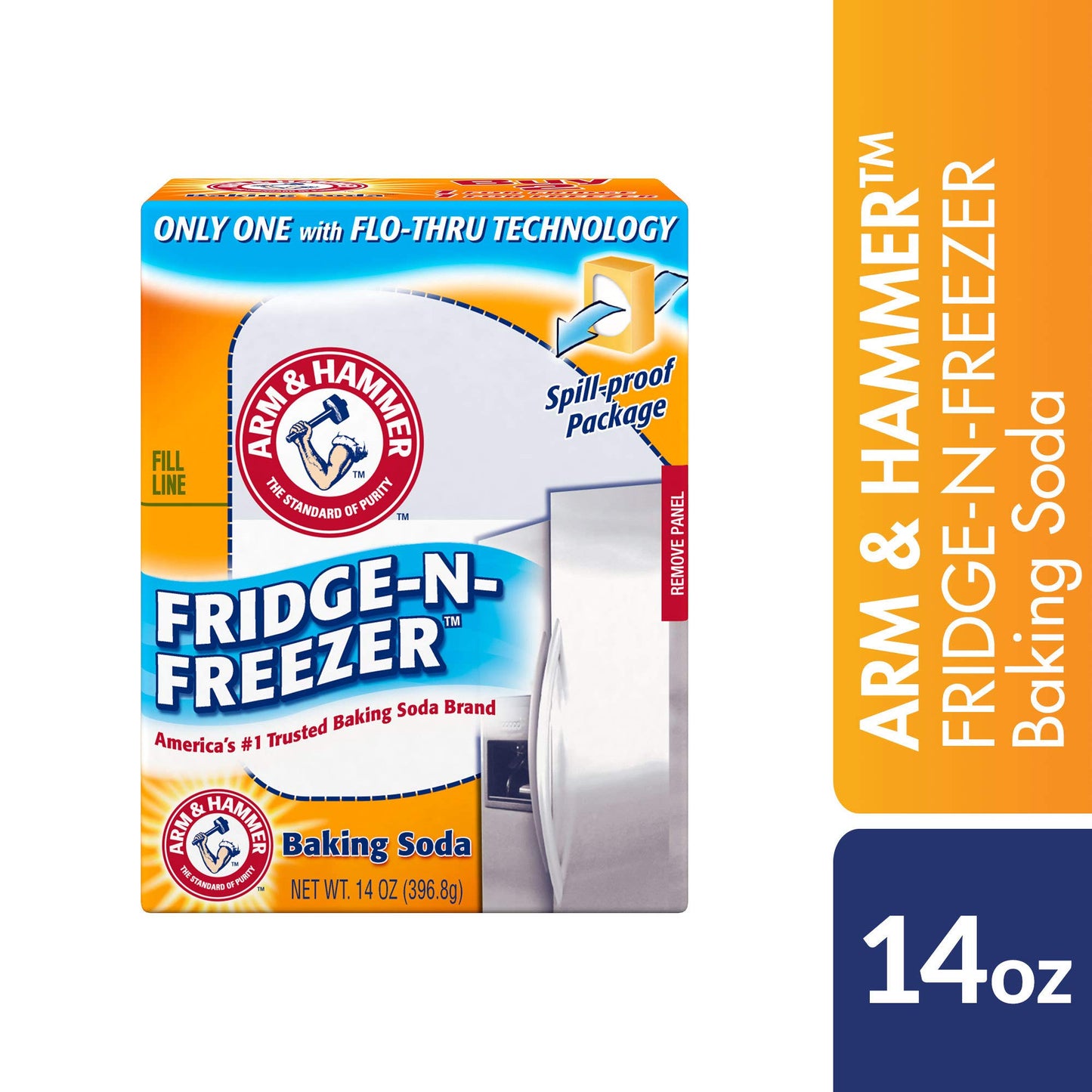 Arm & Hammer Baking Soda Fridge-n-Freezer Odor Absorber, Orange 14 oz, Pack of 12