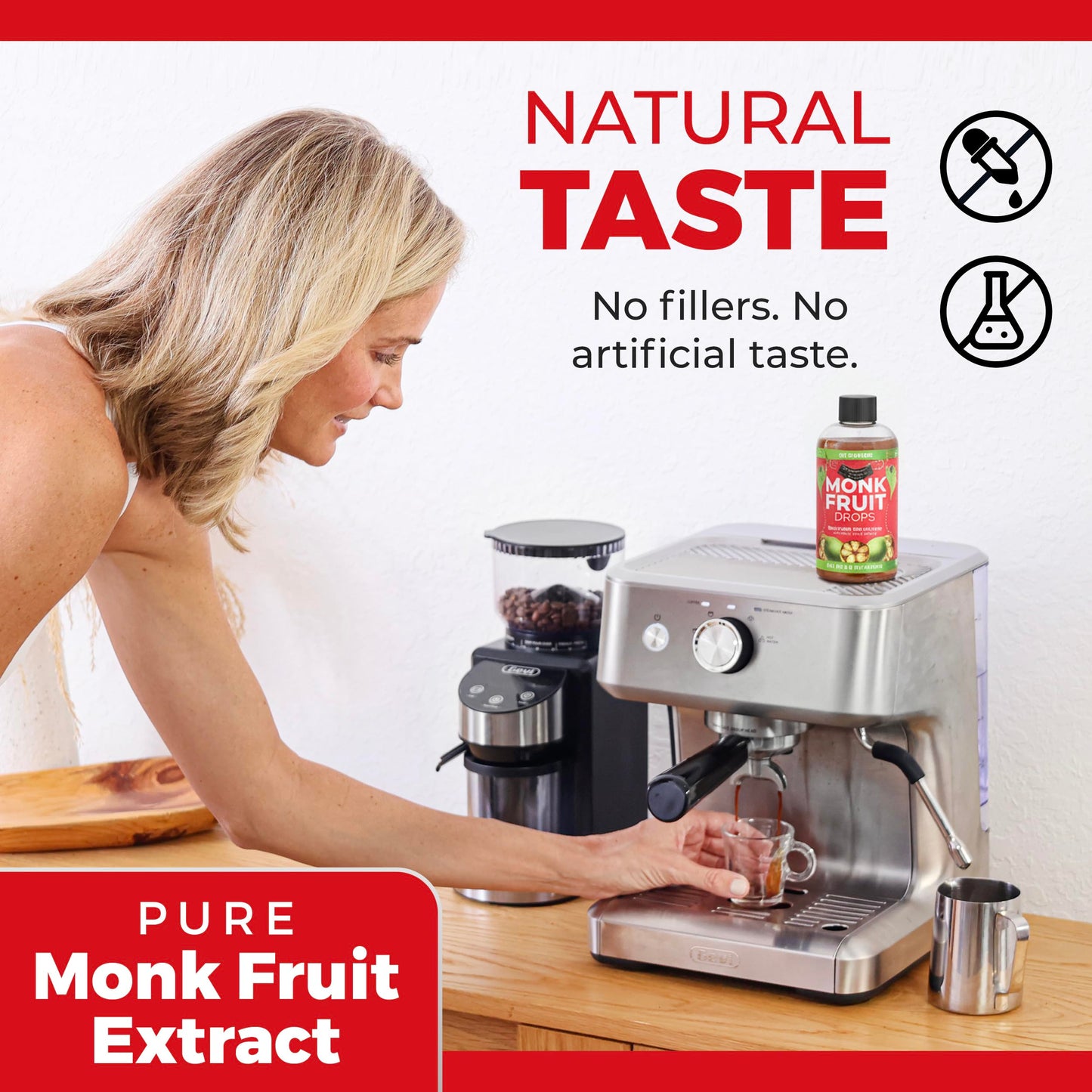 100% Pure Monk Fruit Extract (6 Drops = 1 Tsp of Sugar) Zero Calories  Non-GMO  No Fillers - Liquid Monk Fruit Sweetener No Erythritol by Transparency Foods NEW FORMULA (8oz  786 servings)