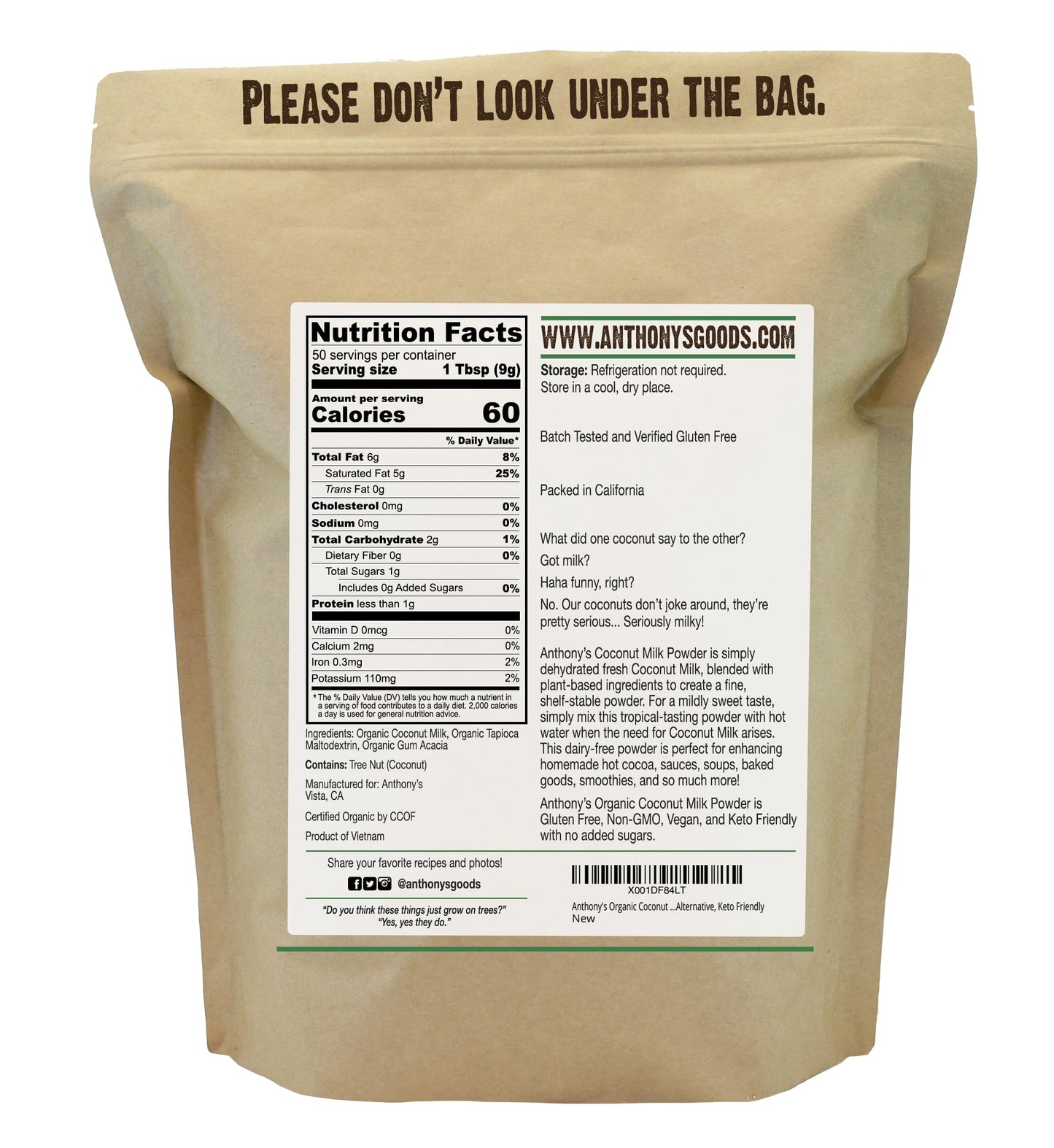 Anthonys Organic Coconut Milk Powder, 1 lb, Gluten Free, Vegan & Dairy Free, Creamer Alternative, Keto Friendly (Pack of 2)