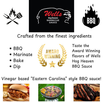 Wells Hog Heaven Barbecue Sauce (16 Fluid Ounces) | Carolina Vinegar Based Barbecue Sauce | No High Fructose Corn Syrup |