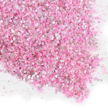 Sanding Sugar Edible Silver Glitter Stars Mix, Edible Pink Sugar Sprinkles For Cake Decorating, Sparkling Edible Pink Sanding Su